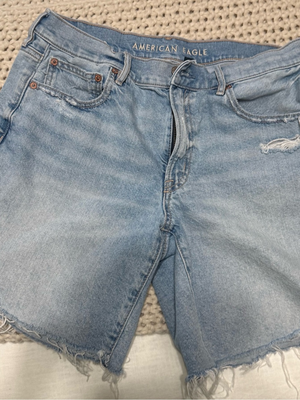 American Eagle Light Wash Denim Cutoff Shorts